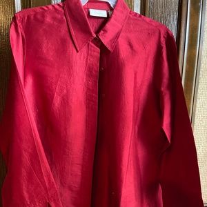 Red  Christmas Shirt  Textured Silk-like